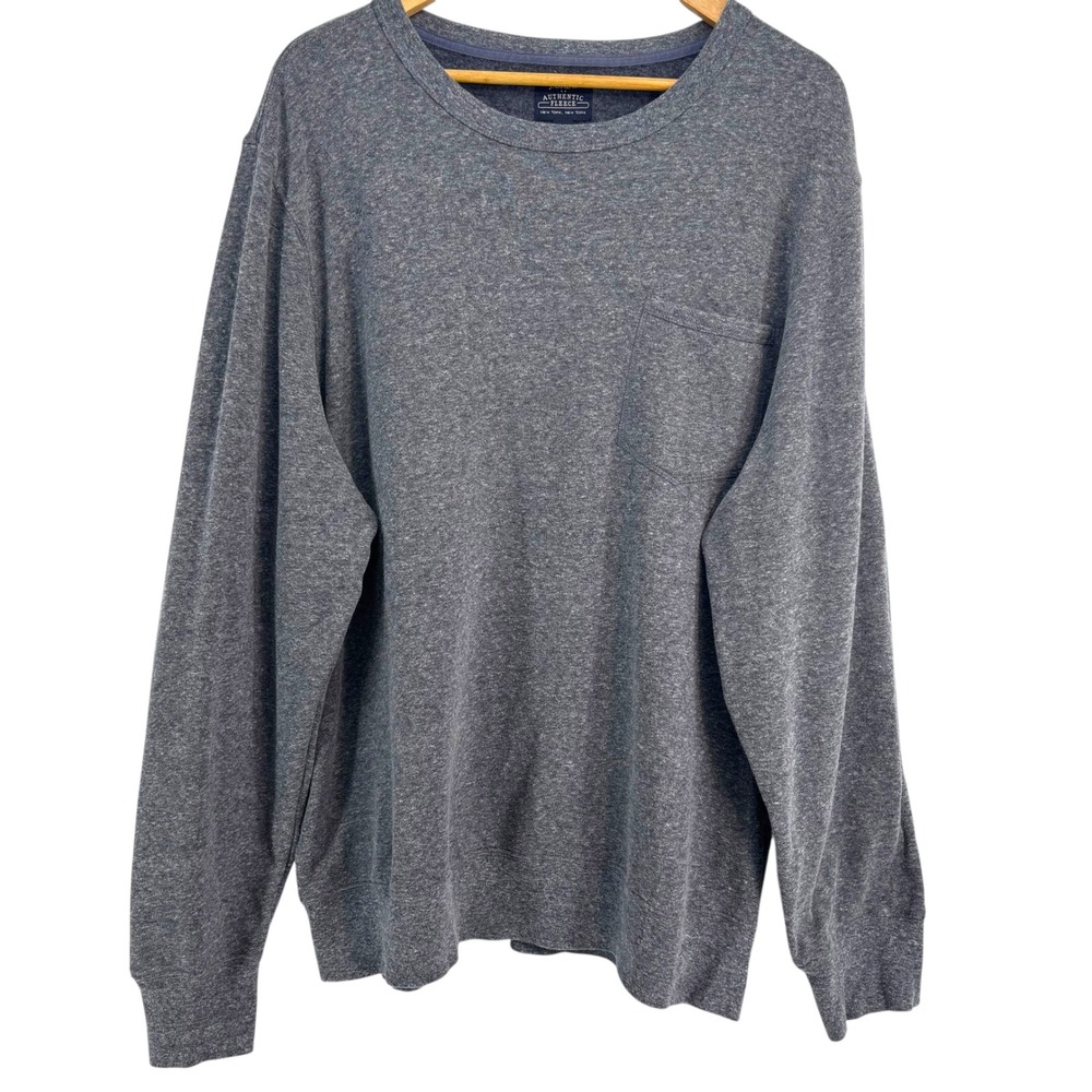 J.Crew Authentic Fleece Sweatshirt Mens XXL Grey Heather Crewneck Pocket BG855‎